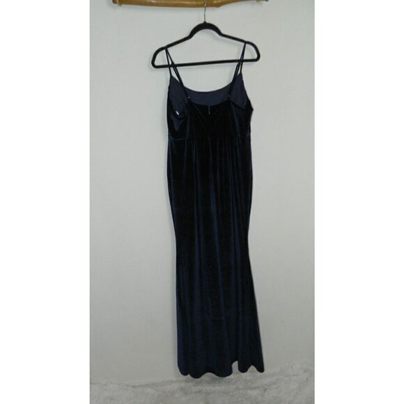 Lulu's Dress Elegant Luxury Navy Blue Velvet Cowl Neck Maxi Size X-Large - Picture 5 of 7